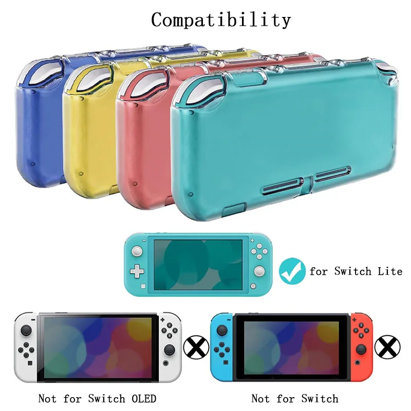 TPU Soft Case for Switch Lite Crystal Clear TPU Skin Full Cover Shell Grip Case Anti-Scratch Protective Cover
