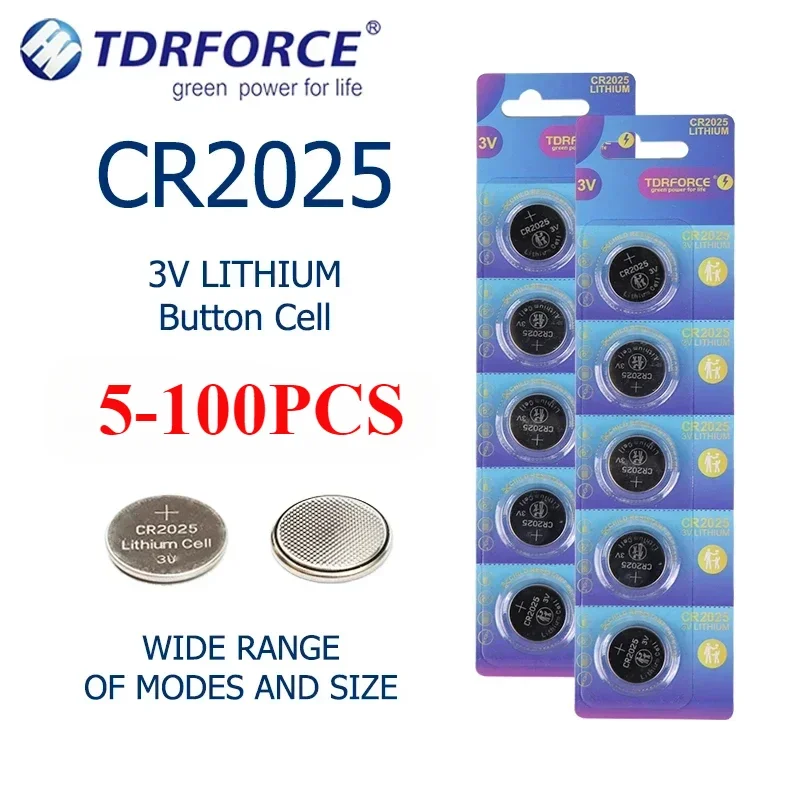 5-100pcs CR2025 Battery 3V Lithium Button Batteries cr2025 Coin Batteries for Watch Calculator Toys Car Remote Button Coin Cell