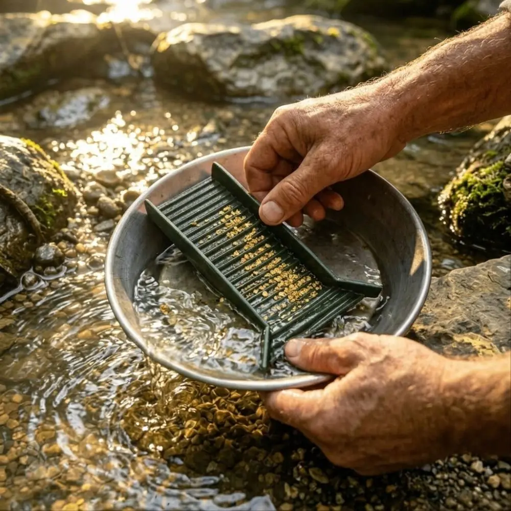 Manual Outdoor Gold Panning Sluice Handheld Fine Gold Capture Field Gold Sluice Box Multi‑Level High-Efficiency