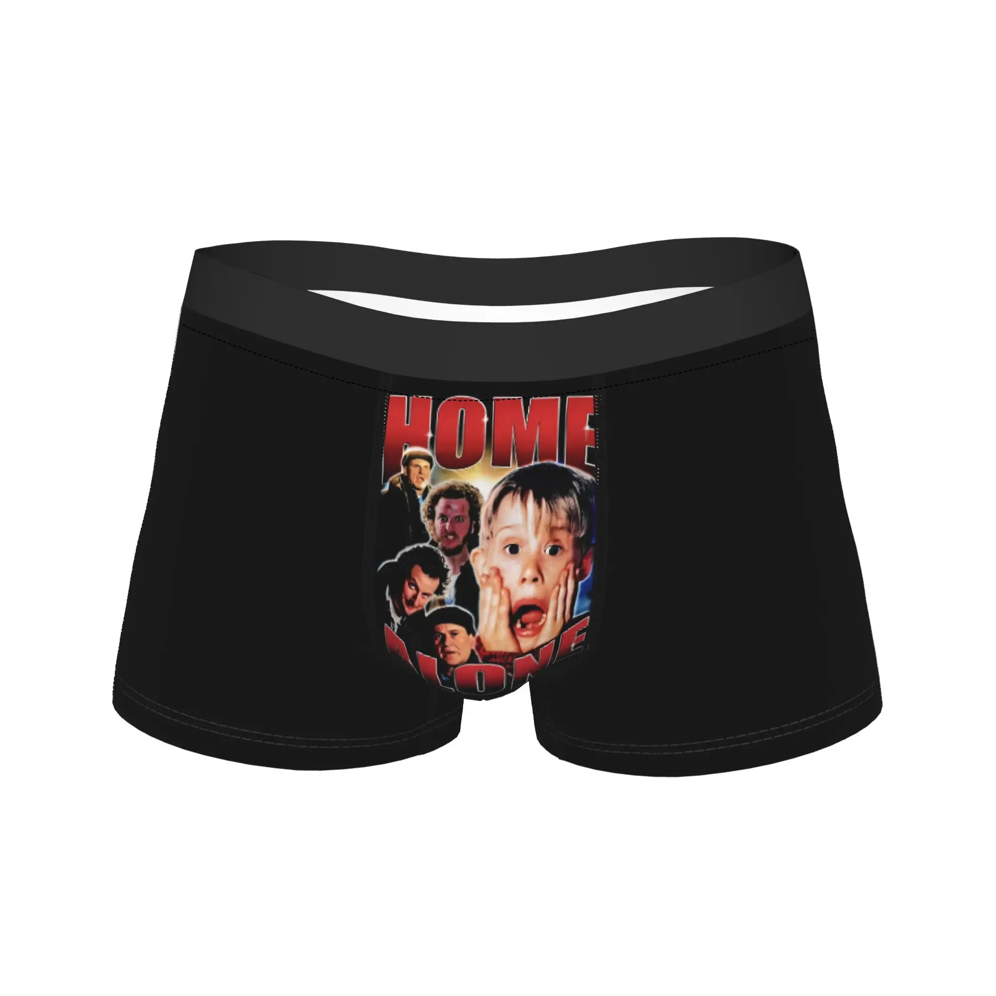 Novedad Boxer Home Alone Vintage película pantalones cortos bragas calzoncillos hombre ropa interior Macaulay Culkin calzoncillos de talle medio Homme de talla grande