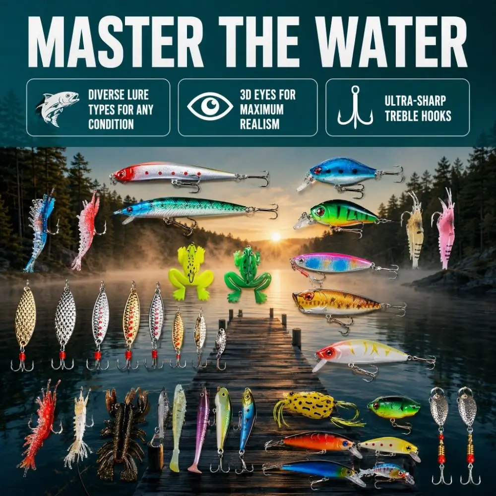 Christmas Countdown Fishing Advent Calendar Fish Bait Realistic Design Fishing Lure Kit Multi Style Practical Father's Gift