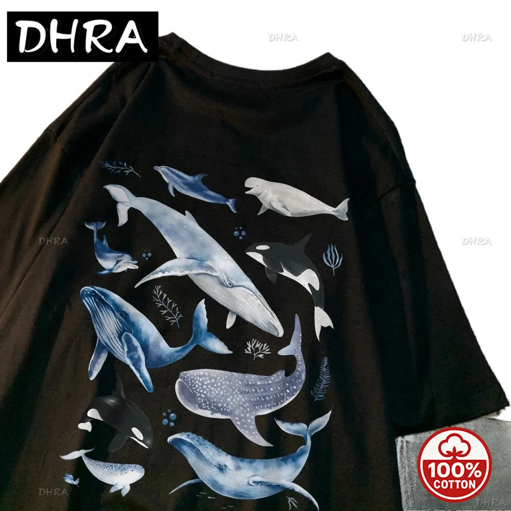 

Fashion Women'S T-Shirts Ocean And Whales Printing Tops Short Sleeve Casual Female Clothes O-Neck Tops Print Tee Top Clothing