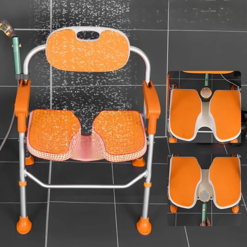 

3D-контурное сиденье для ванны Нескользящий табурет для душа с ковриком для глубокой очистки Утолщенные противоскользящие ножки Эргономичный дизайн Различные типы тела