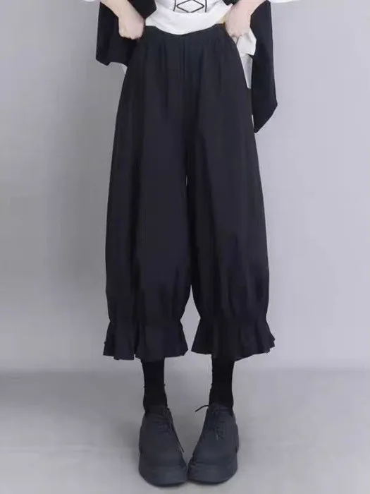 ゆったりとしたワイドレッグパンツ カジュアル ナインポイント スリミングデザイン k スレフラワーバッド サマーカジュアルパンツ ハイウエスト ket