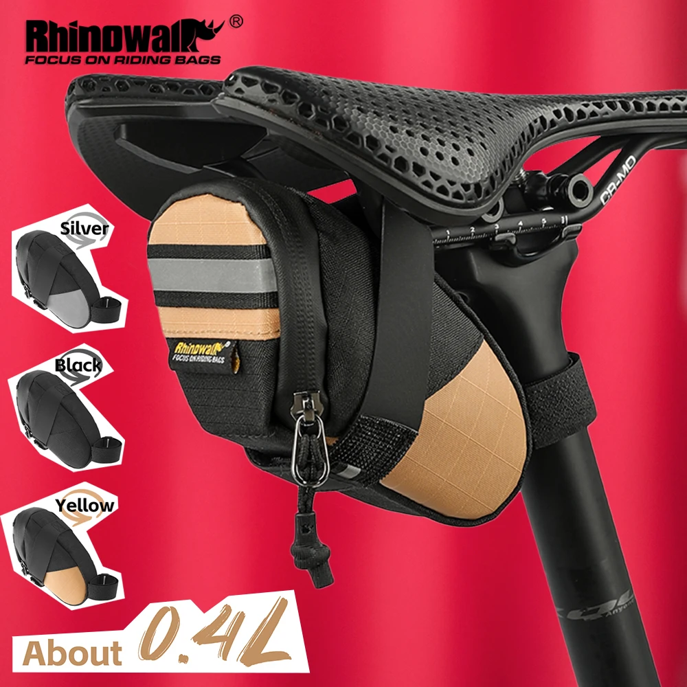 

Rhinowalk Bicycle Tail Bag 0.4l Lightweight Bicycle Seat Bag Storage Tool Saddle Bag Outdoor Cycling Reflective Accessories