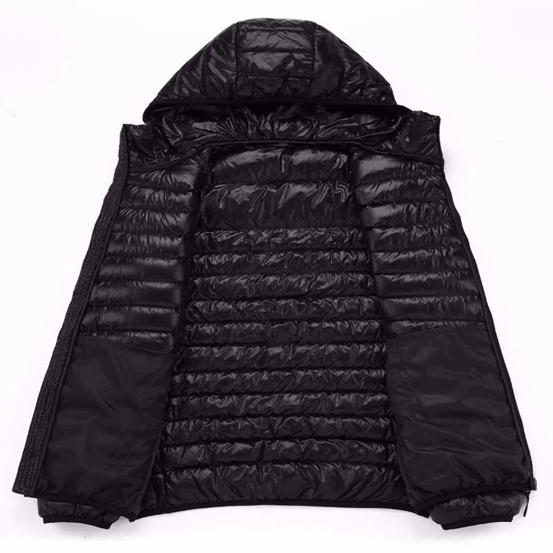 2021 Men Hooded UltraLight White Duck Down Jacket Warm Jacket Line Portable Package Men Pack Jacket