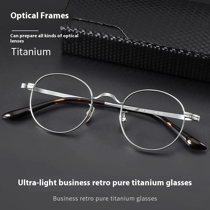 

Fashion Pure Titanium Glasses Frame Round Men Women Optical Male Eyeglasses frames Myopia Prescription eye glasses Fake eyewear