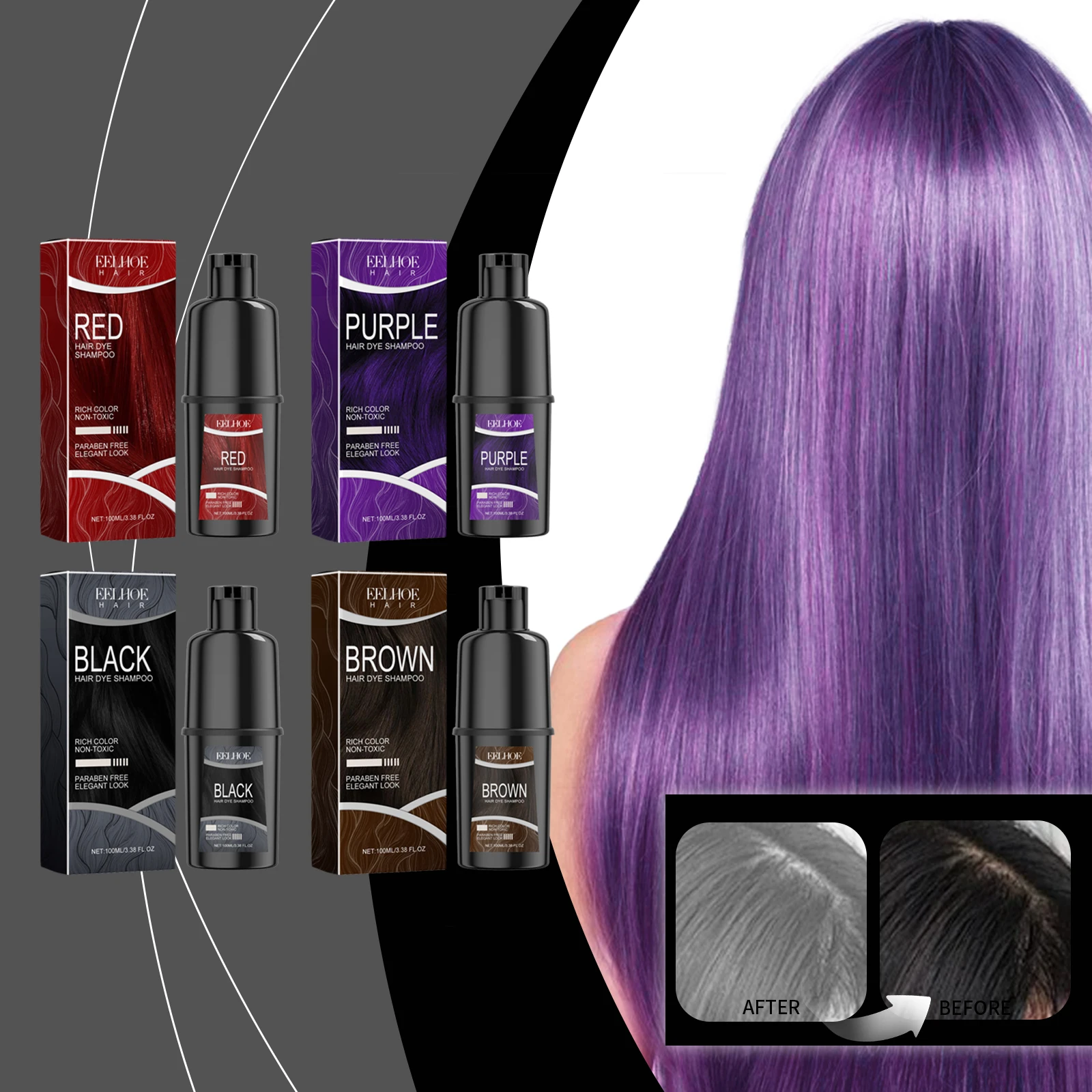 EELHOE Hairdressing and Hair Dyeing Shampoo Herbal essence Plant Extract for Long lasting Color and Healthy Hair Dyeing