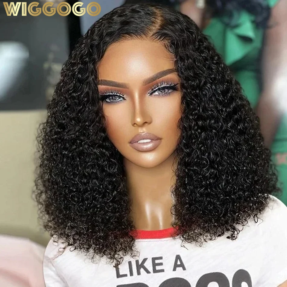 Wiggogo Short Bob Wigs Curly Lace Front Human Hair Wig 13X4 Hd Lace Frontal Wig Deep Wave Frontal Wig 4X4 Closure Wigs