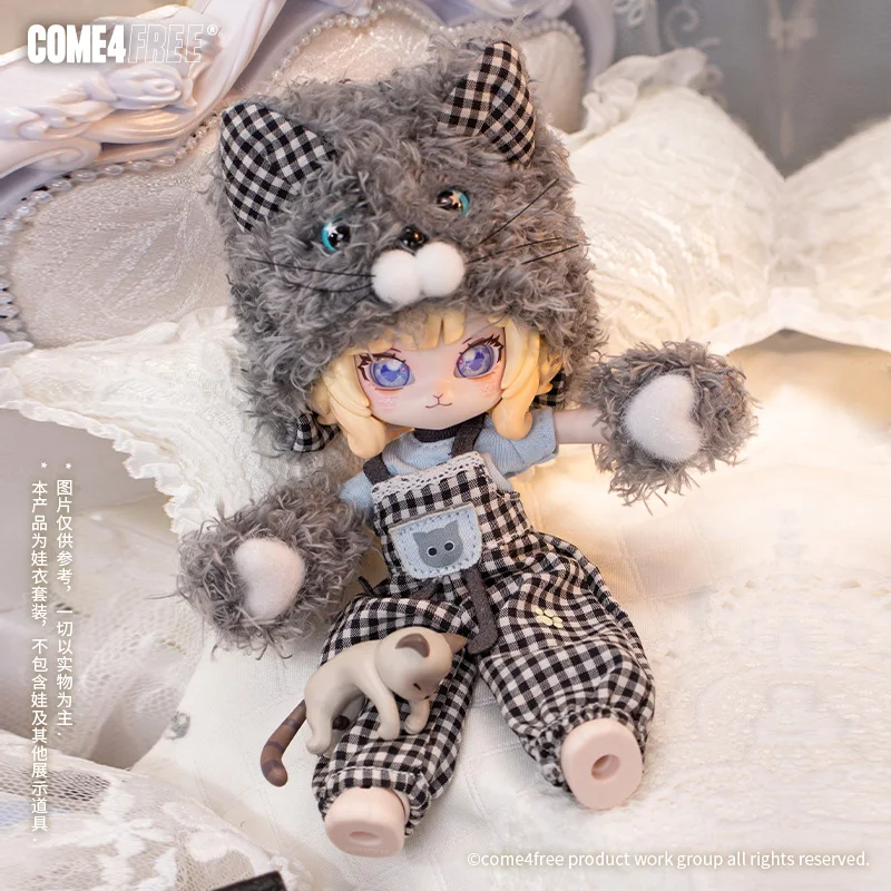 1/12 Bjd Puppe Kleidung Set Come4free Nette Flauschige Katze Kleidung Rock Ob11 Puppe Kappe Kleidung Hosen Ersatz Zubehör