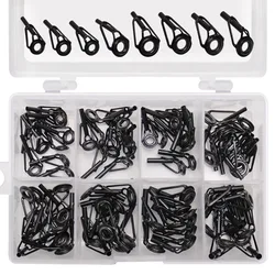 80Pcs Fishing Rod Guide Eye Rings 1.8 mm - 2.6 mm Pole Tip Repair Kit Stainless Steel Frames Ceramic Line Guide Ring