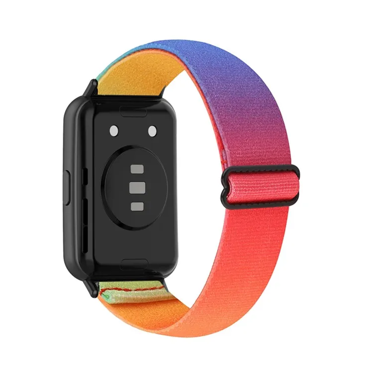 

For Huawei Watch Fit 2 Smart Watch Band Replacement Ethnic Style Breathable Braided Nylon Wrist Strap - Rainbow Color