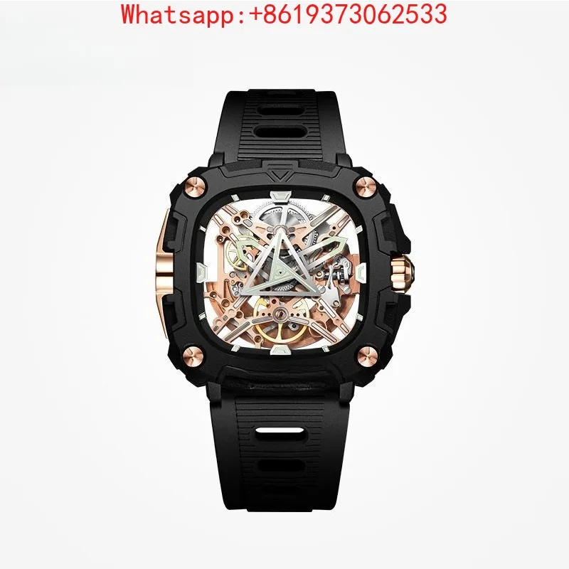 Customized New High-end Sharp Series Mechanical Watch Energy Eye Hollow Watch Square Couple view 3