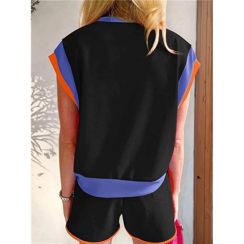 

ABP-женские комплекты для отдыха из двух предметов, повседневный пуловер с короткими рукавами, топы, одинаковые шорты, комплект спортивного костюма для дома