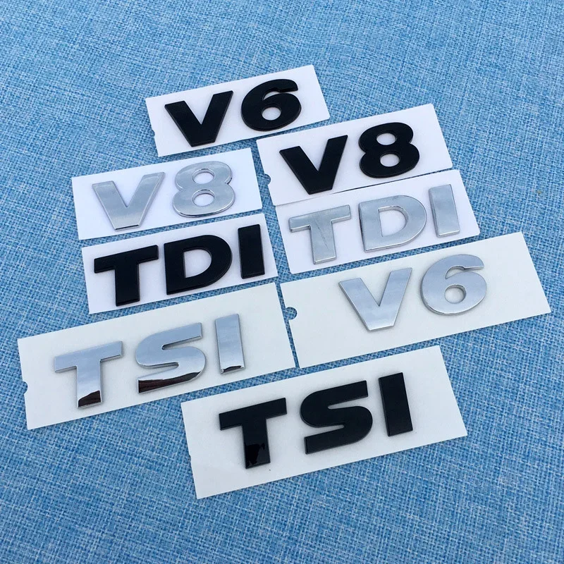 3D ABS TDI TSI V8 V6 Styling Badge Emblem Car Sticker Decal For VW Golf JETTA PASSAT MK4 MK5 MK6 Auto Decoration Accessories