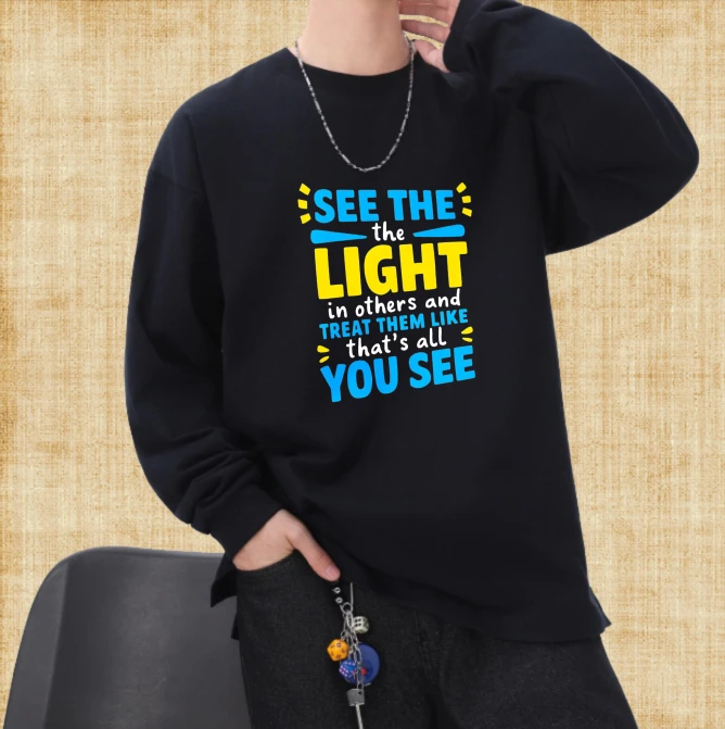 

Мужская осенняя футболка высокого качества в готическом стиле с длинными рукавами и графическим рисунком See The Light In Other That's All You See Удобная однотонная футболка