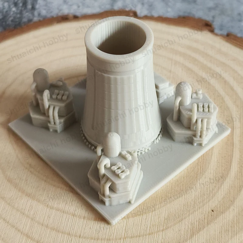 1PCS Nuclear Power Plant Model Simulation Thermal Power-station Base Size 5.5x5.5cm Assembly Creative Props Gift for DIY Display