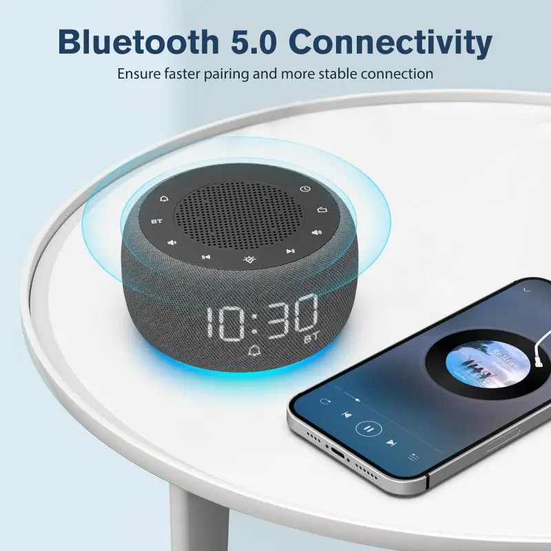 Orologio da tavolo Radio FM orologio digitale Bluetooth luce notturna a 7 colori 9 minuti Snooze 0-100% orologio da tavolo Dimmer lampada da