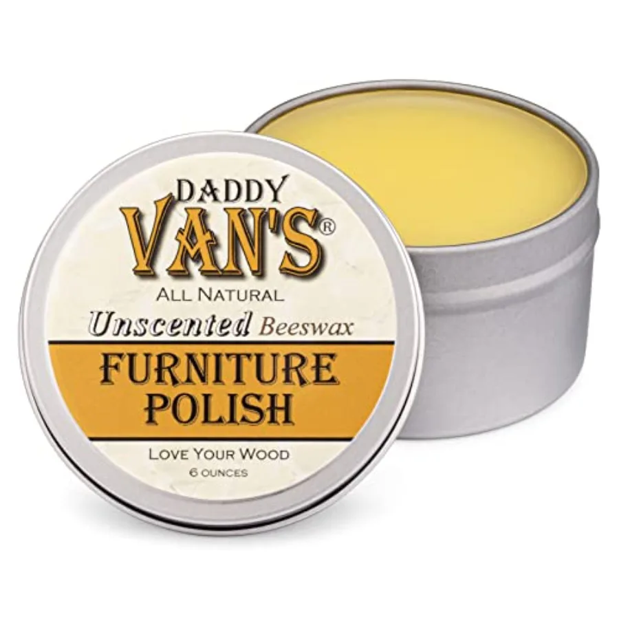 

All Natural Beeswax Furniture Polish Unscented, Food-Safe Wood Wax for Furniture, Cabinets, Antiques and Butcher Blocks Non-Tox