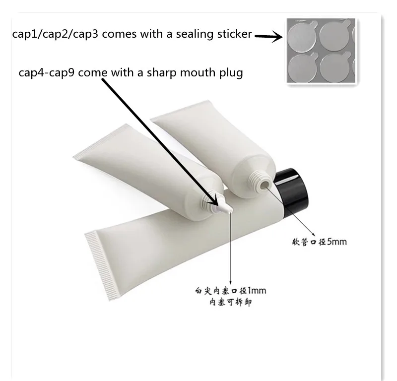 10-100pcs Empty 35g/ml Soft Hose &Tube Light Grey Squeeze Tube Acne Ointment Concealer Cream Cosmetic Container Travel