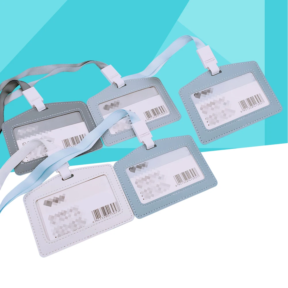 

5pcs ID Card Holder Waterproof Badge Lanyard Portable Travel Office School Plastic Safe Easy Use Desk Organizer Storage
