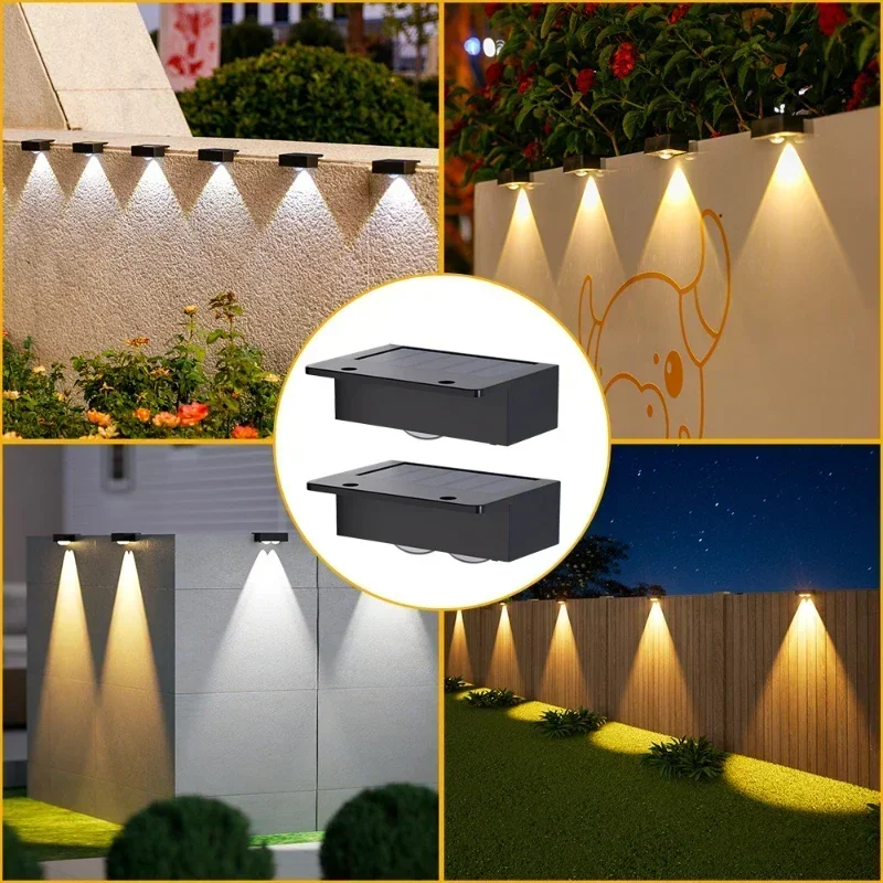 LED Solar Step Lamp Path Stair Outdoor Garden Lights Waterproof Balcony Light Decoration for Patio Stair Fence Light