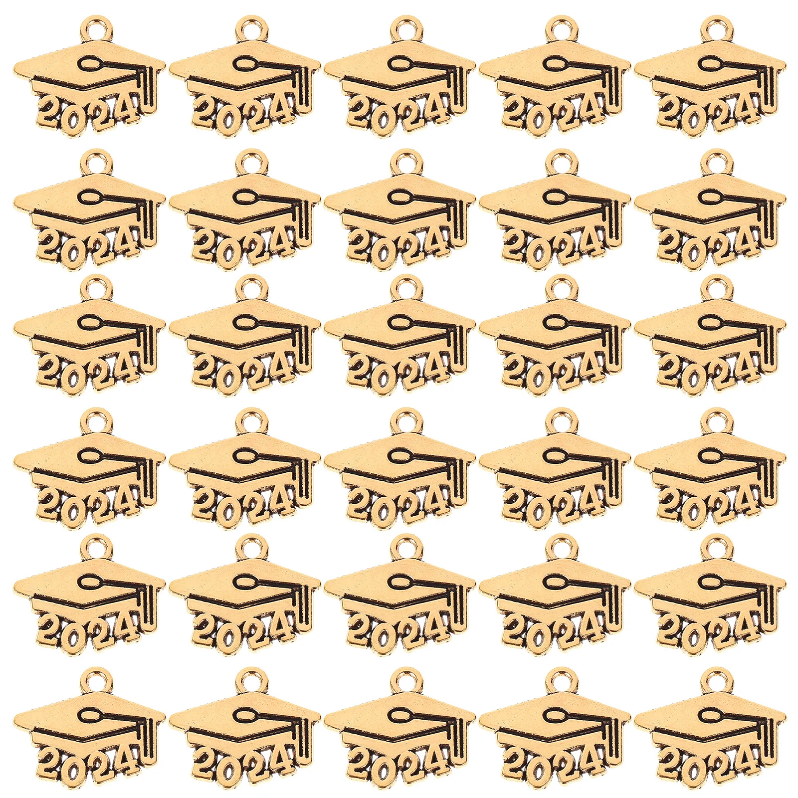 

100pcs Graduation Cap Charms 2024 Metal Number Charms For Jewelry Making Diy Graduation Hat Pendants Alloy Craft Supplies