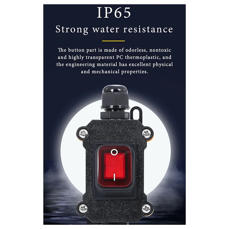 AB53 Ship-Type Waterproof Switch With IP65 Shell Rocker Electrical Equipment ON/OFF With LED Light Power Button(D) Easy Install
