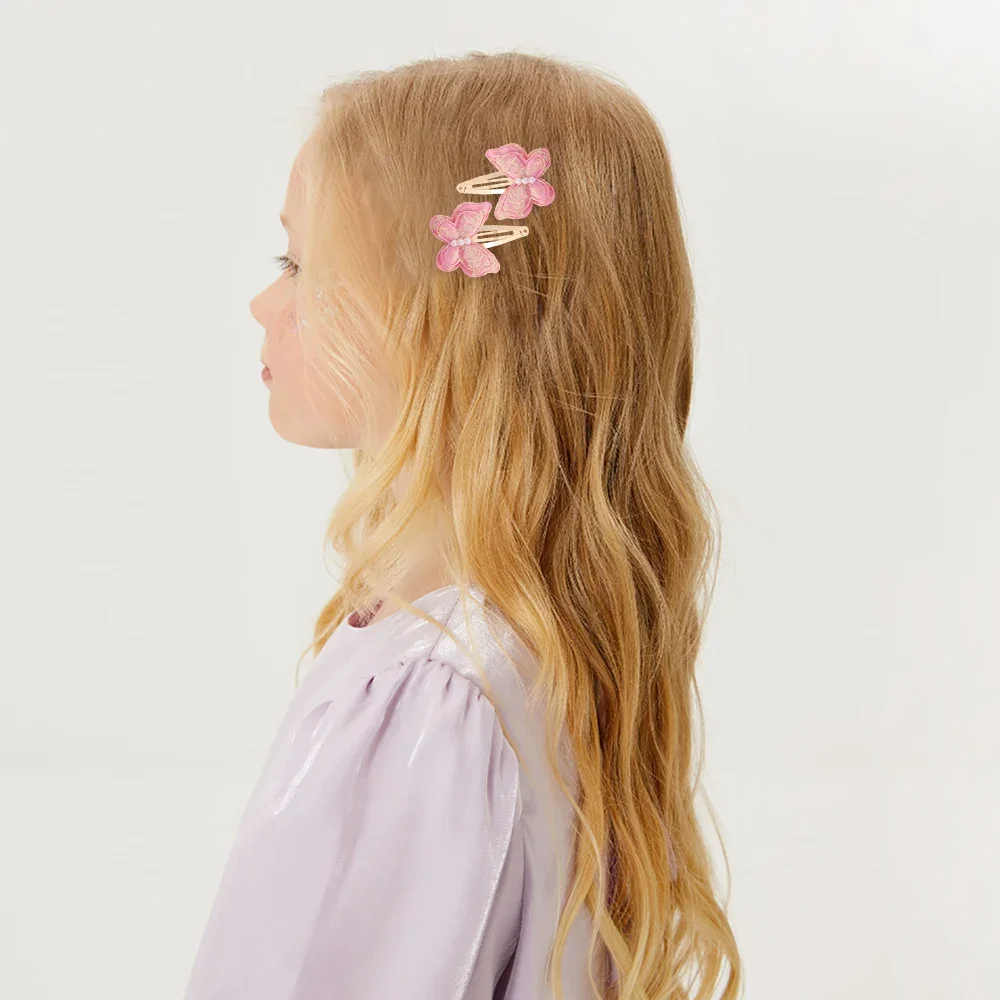 Fermagli per capelli a farfalla all'ingrosso stampa forcina in lega forcina per capelli con fiocco di perle simulate 40 Style Kids Hairbangs accessori coreani fai da te