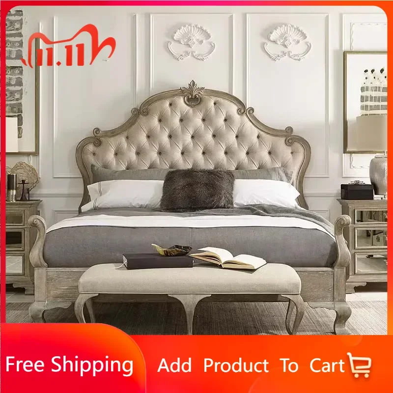 

Wood Waterproof Soft Double Bed Kawaii High End Sleeping Twin Queen Beds Luxury Modern Upholstered Camas De Casal Furniture