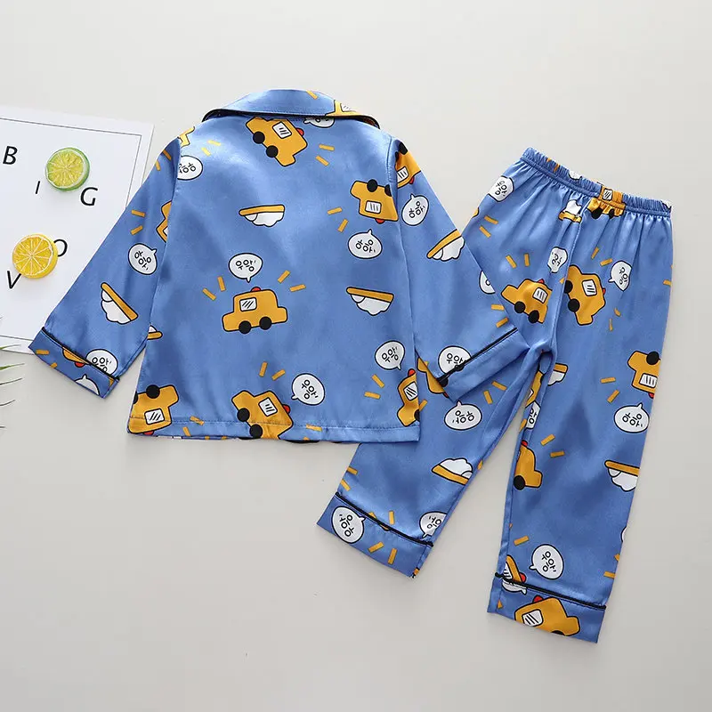 Boys Girls Kids Pajama Sets Cartoon Cars Long Sleeve T-Shirt Tops Pants Toddler Kids Sleeping Clothes Pijamas Sleepwear