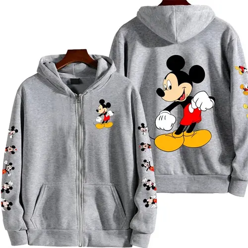 Imagen 2 del producto Sudadera con capucha Unisex de Disney con cremallera para hombre y mujer, ropa de calle informal de gran tamaño de manga larga, ropa nueva Y2k a la moda para otoño e invierno