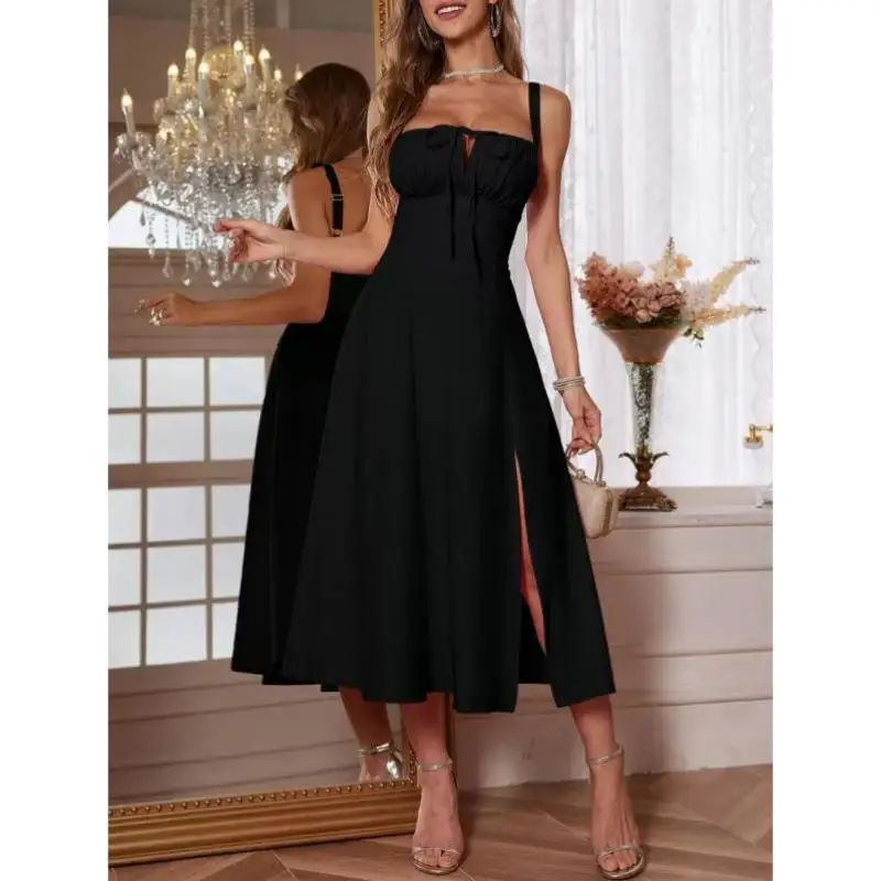 

New Pure Color Split Strap Dr Summer Holiday Casual Sport Suit Seven Sve Long Brandl Autumn Seasonal Wear