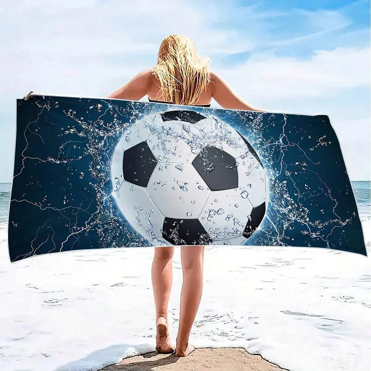 1pc Style Blue Mandalay Pattern Beach Towel,Ultra-Fine Fiber Beach Blanket,Highly Absorbent Bath Towel,Suitable For Summer