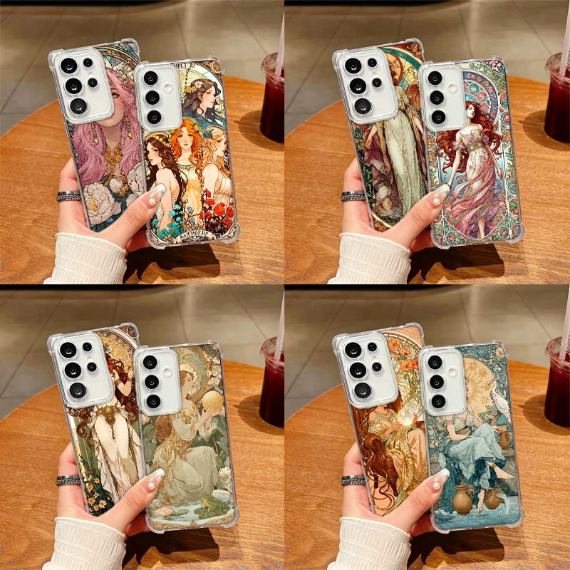 V-Vintage A-Alphonse Mucha Phone Case For Samsung S26 Ultra S25 Edge Galaxy S23 S21 S20 S24 FE S22 Plus S26FE S25FE TPU Cover Cl