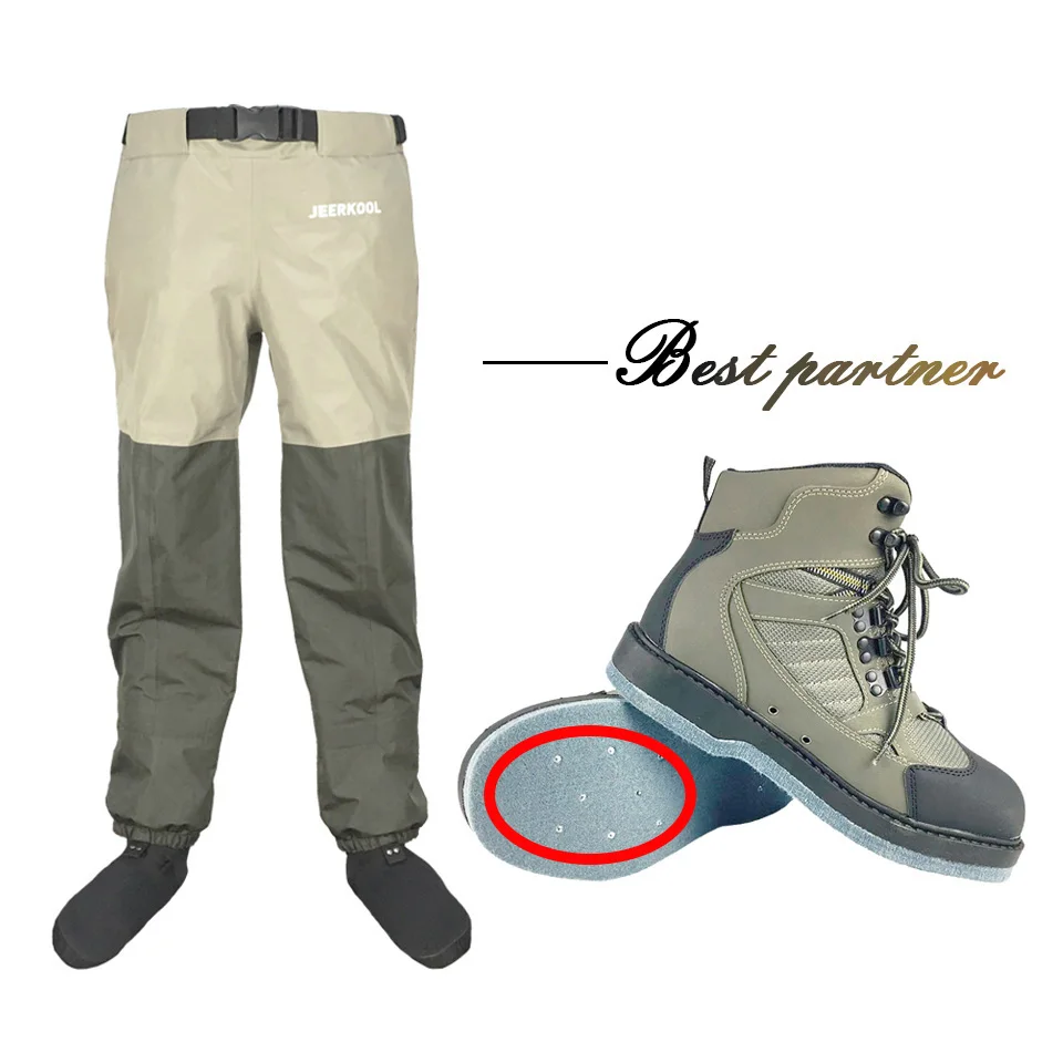 Fly Fishing Waders Hunting Wading Waist Pants Aqua Sneakers Felt Sole with Nails Fishing Boots Upstream Reef Rock Shoes