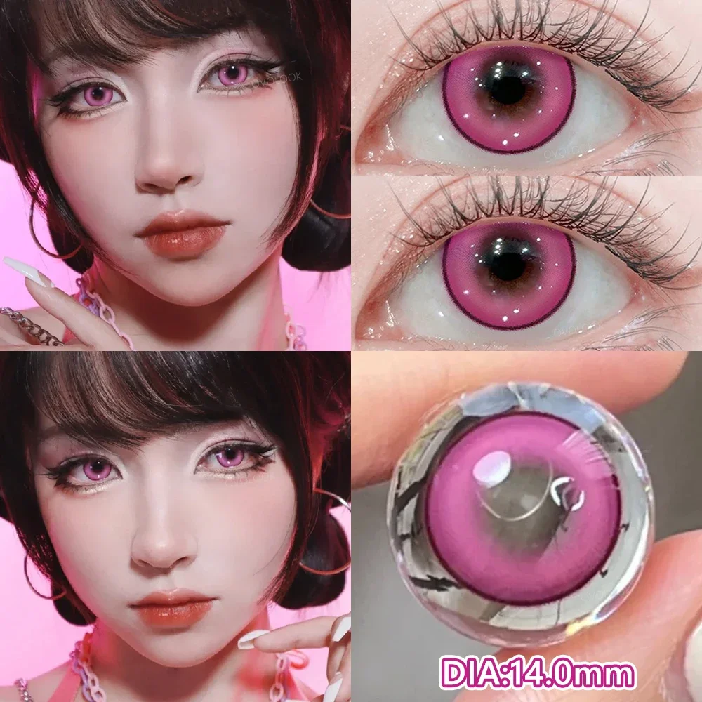 OVOLOOK-2PCS Newest Cosplay Series Colored Contact Lenses for Eyes Halloween Cosmetics Pupils Eye Color Lenses Myopia Green Lens
