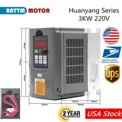 【EU Stock】CNC Spindle Motor Speed Controller 220V 3KW HY VFD Variable Frequency Drive 1HP Input 3HP Output Inverter Converter