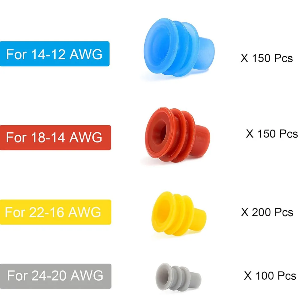 600pcs Wire Sealed Connector Metric Seals Cavity Plug Pin Connector Sealing Kit Suitable For 24-12AWG Automotive Wire Connector