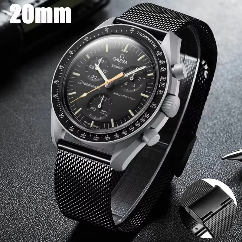 20mm Stianless Steel Strap For Omega X Swatch Joint Moon Swatch Milanese Wirstband Bracelet For MoonSwatch Watchband Accessories