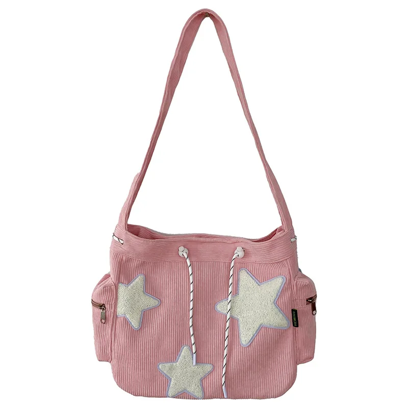 Women Fashion Corduroy Handbags for Women Large Capacity Cute Tote Shoulder Bags for Women Girls Travel School Bag