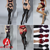 1/6 Scale Fire Girl Toys FT011 Seamless Siamese Fishnet Stocking Black Long Stockings Lace Lingerie Set F12\