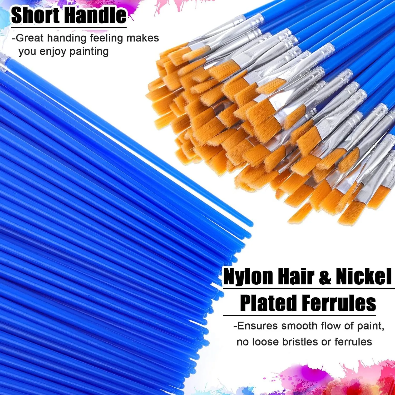 Flat Paint Brushes 20 Pcs Acrylic Paint Brushes for Kids Painting Brushes Set with Flat Paint Brushes Oil Watercolor Canvas DIY