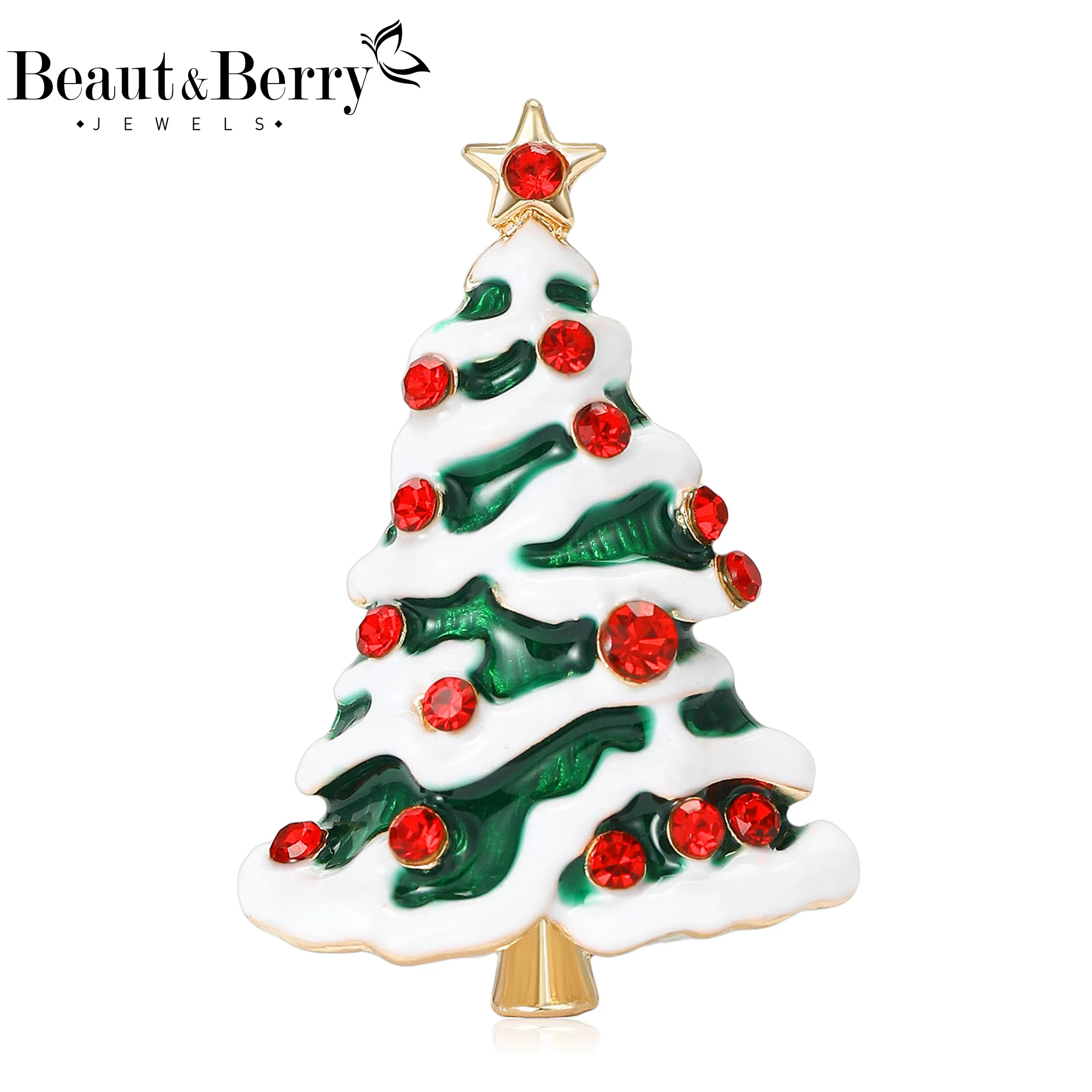 

Beaut&Berry Luxury Enamel Christmas Tree Brooches for Women Unisex Plant Pins Casual Party Accessories Gifts Friends Decoration