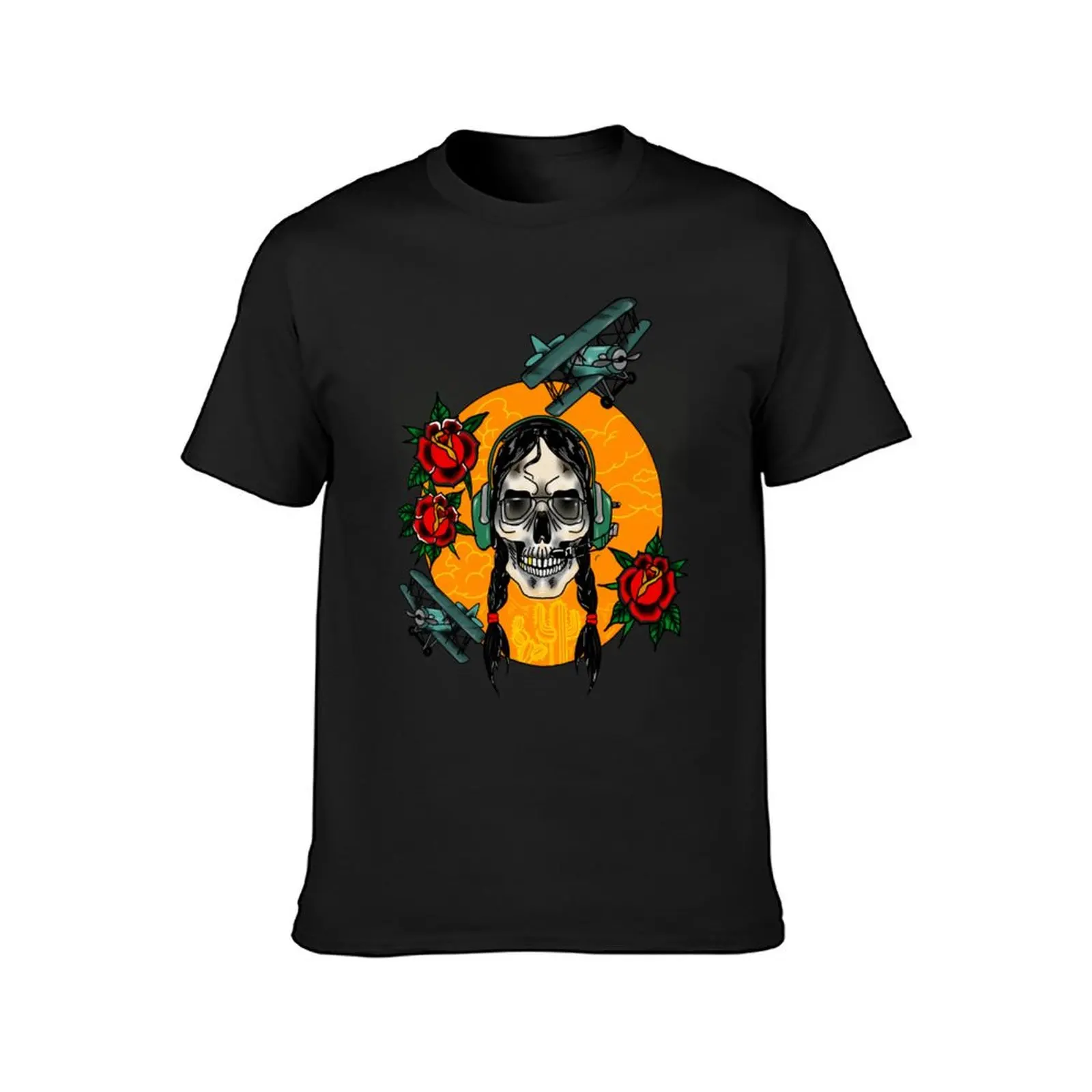 Skull, Braids, & Biplanes T-Shirt boys animal print plus size tops vintage cute clothes t shirt men