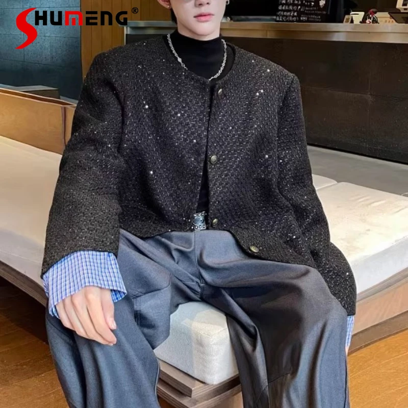 

Мужские осенние новые легкие роскошные стильные куртки высокого класса 2024, маленькие ароматные куртки с длинными рукавами «Звездное небо», стеганые пальто с плечами