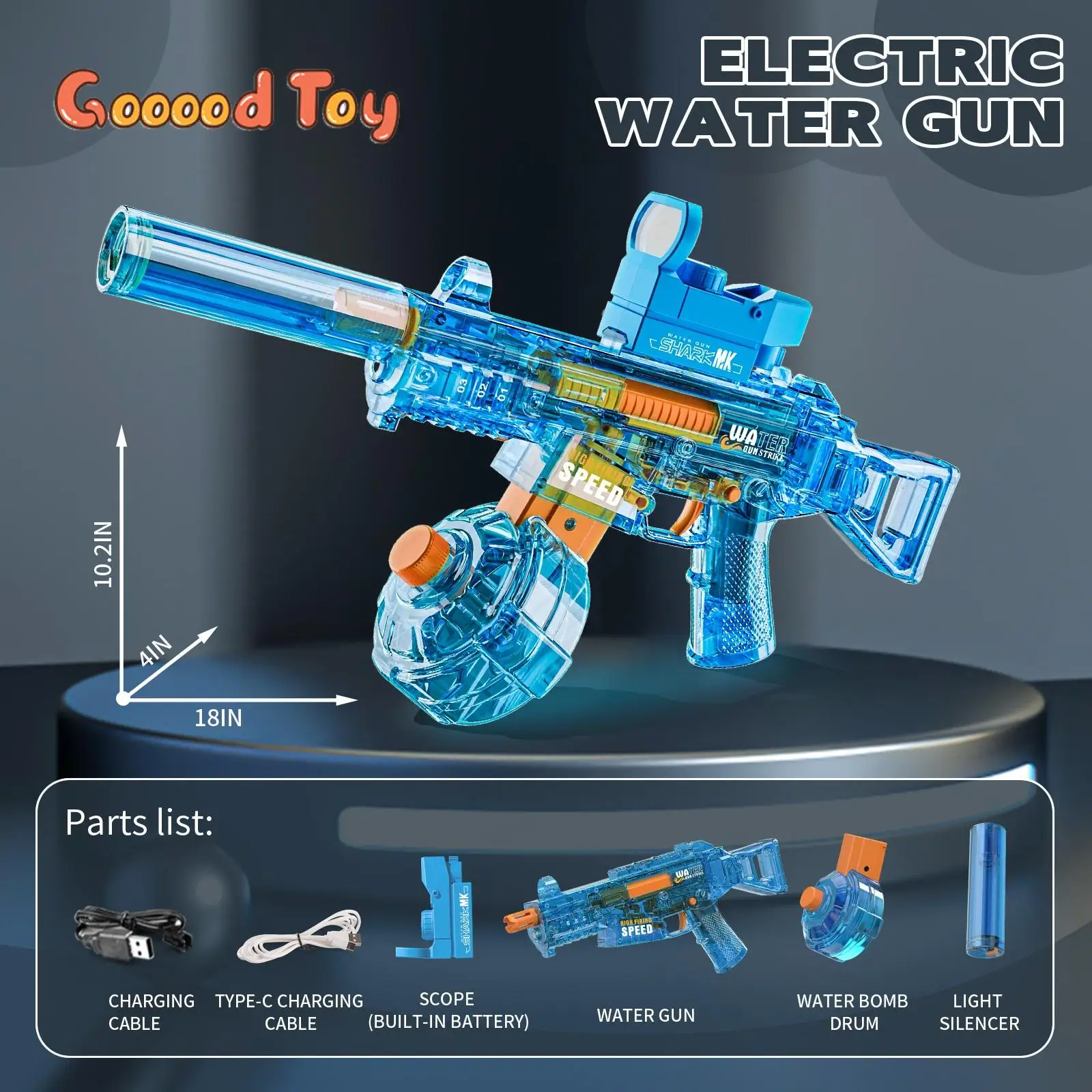 

Large Capacity Electric Water Gun with Lights Outdoor Beach Game Toy Automatic Water Absorption Water Gun Toys for Children Gift