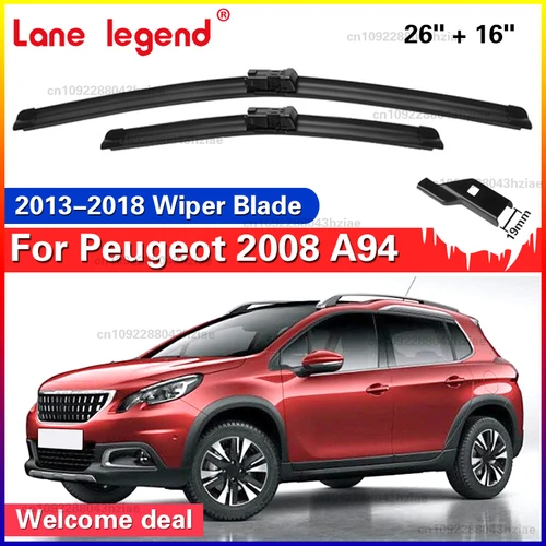 2 uds limpiaparabrisas para Peugeot 2008 A94 2013 - 2018 cepillos de ventana delantera 2014 2015 2016 2017 26 ""+ 16""