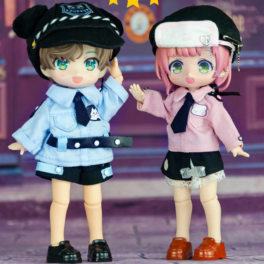 

H01-A230 children handmade toy 1/12 bjd ob11 GSC P9 UF doll clothes pink blue Uniform Set