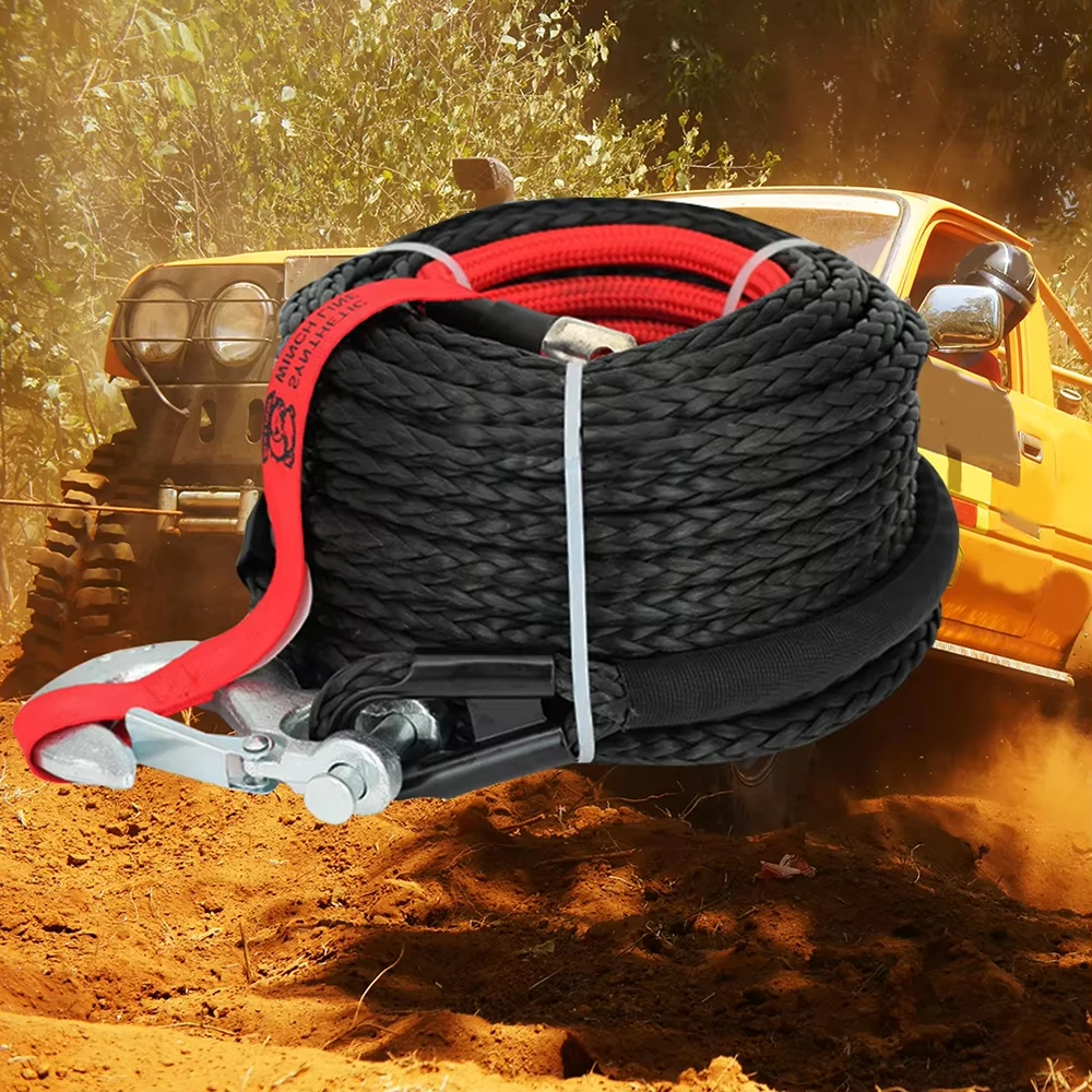 Off Road Vehicle Traction Rope Winch Rope Polymer Trailer Tool Nylon Hook Winch Rope 13 mm * 25 m